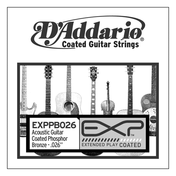 D'Addario EXP Coated Phosphor Bronze Single String, .026