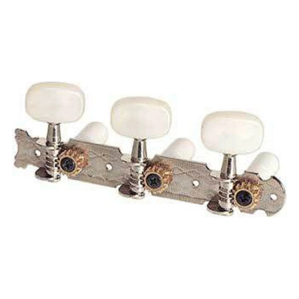 Profile JC58NI Classical Guitar Tuners, 3 per Side, Nickel with Plastic Buttons