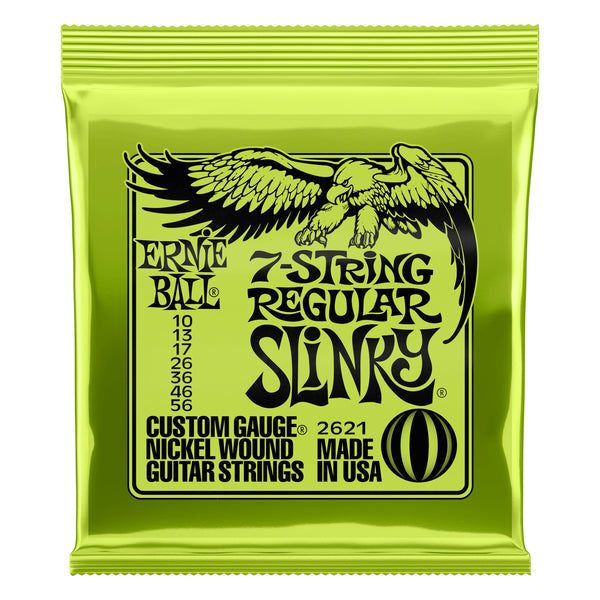 Ernie Ball 2621 Regular Slinky 7-String Nickel Wound Electric Guitar Strings, 10-56