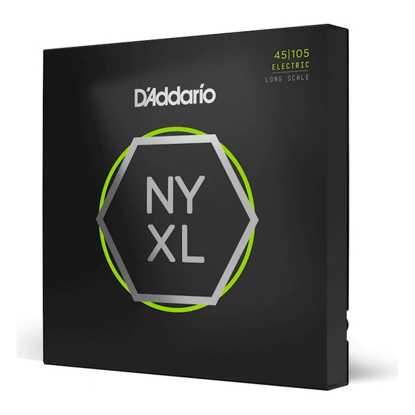 D'Addario NYXL45105 NYXL Nickel Wound Bass Strings, Regular Light Top/Medium Bottom 45-105, Long Scale