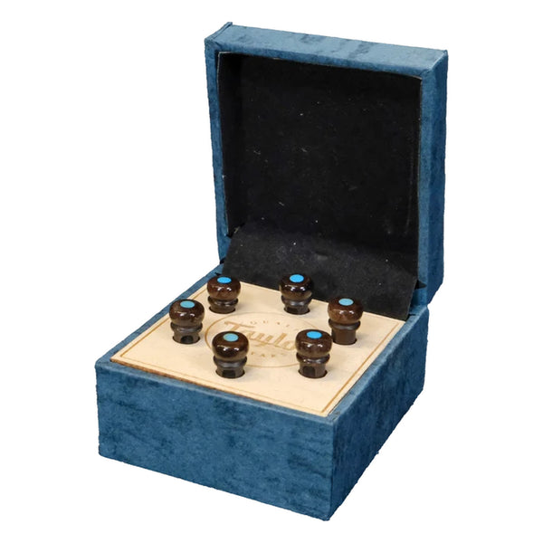 Taylor Custom Water Buffalo Bone Bridge Pins, Brown with Turquoise Inlay (Set of 6)