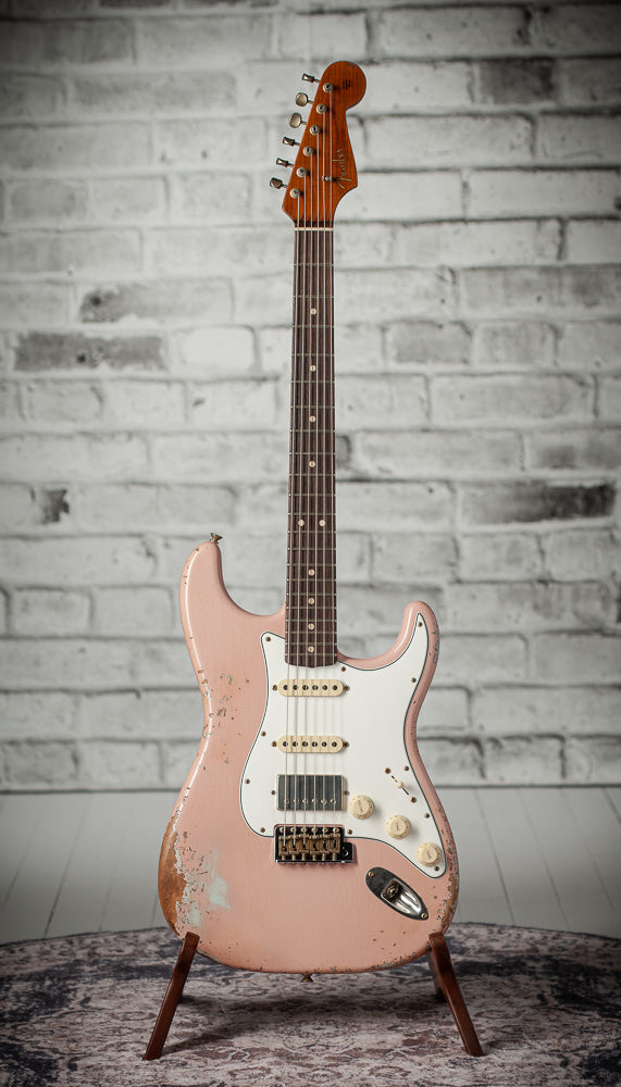 Fender '63 Heavy Relic Stratocaster Shell Pink Over Sonic Blue Throbak SLE101+ #R148294