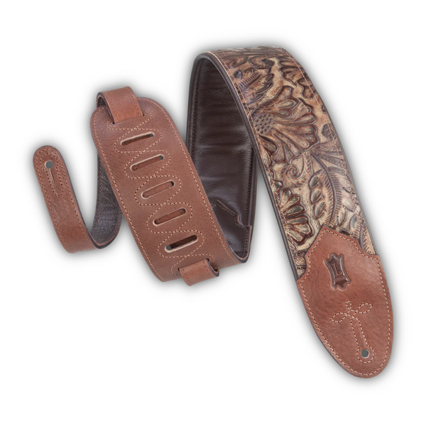 Levy's 3" Embossed Leather Guitar Strap with Garment M4WP-006