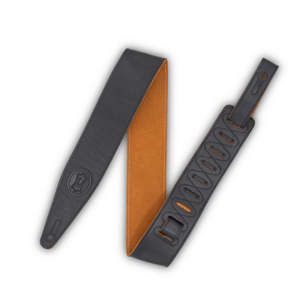 MGS317ST-BLK-HNY 2.5"Black Leather Guitar Strap with Honey Suede