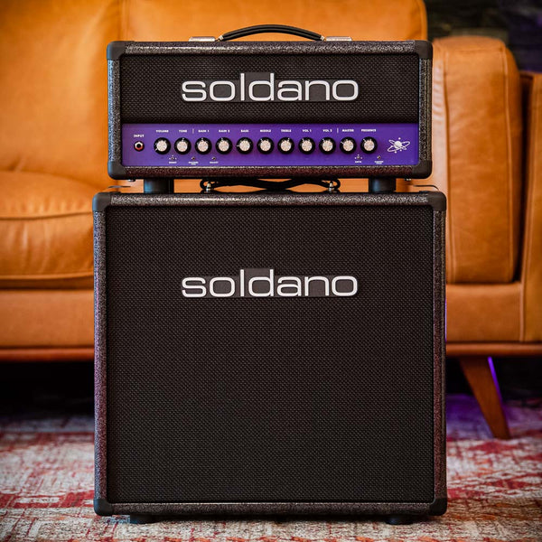 Soldano Astro-20 Black Sparkle Tolex head with matching 1x12 cabinet, full front