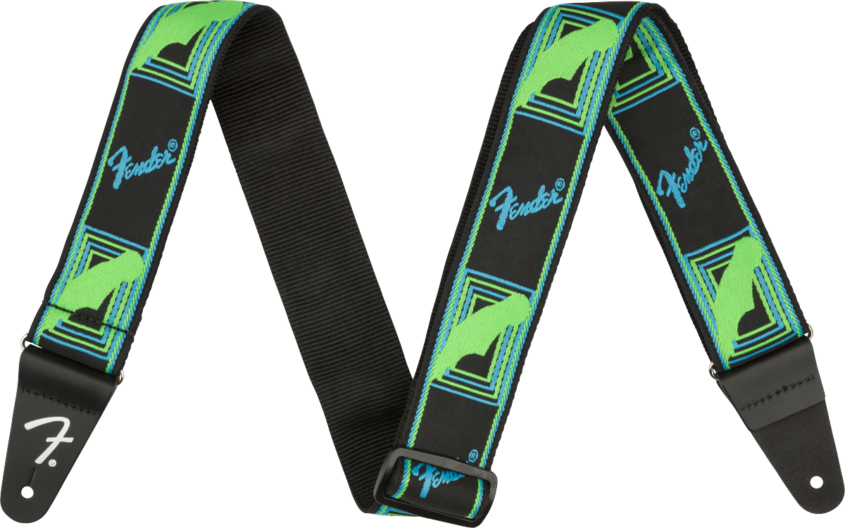 Fender Neon Monogram Strap Blue and Green