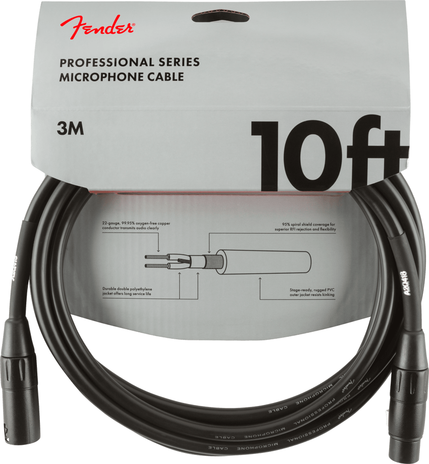 Fender Performance Series Microphone Cable, 10', Black