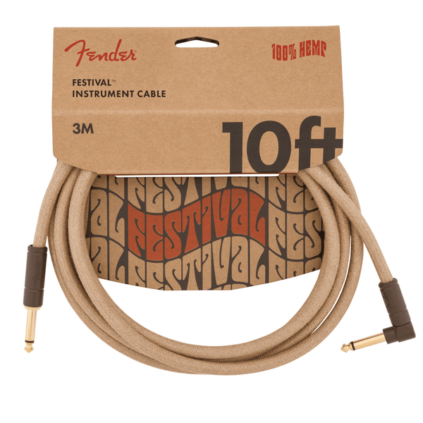 Fender Festival Instrument Cable 10' Pure Hemp Natural Straight/ Angle