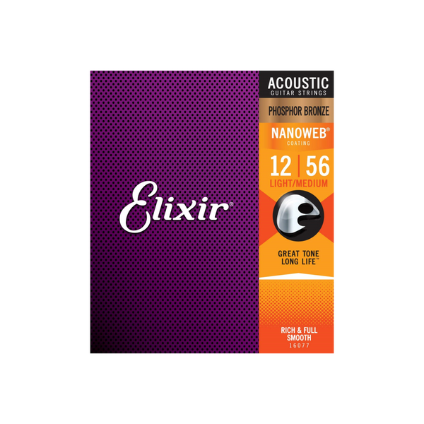 Elixir Acoustic Phosphor Bronze Nanoweb Light- Medium 12-56