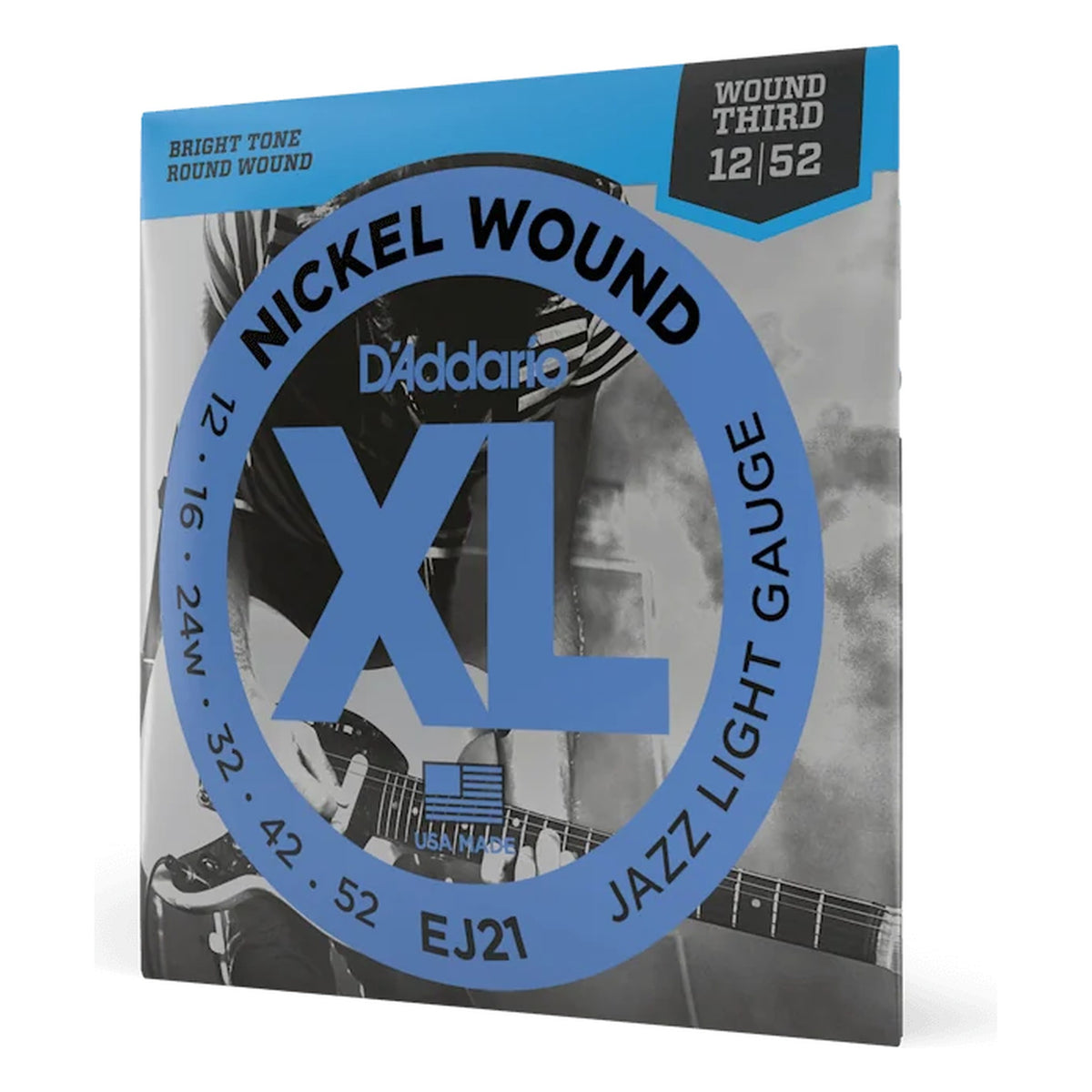 D'Addario EJ21 XL Nickel Wound Electric Guitar Strings, Jazz Light 12-52