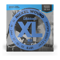 D'Addario EJ21 XL Nickel Wound Electric Guitar Strings, Jazz Light 12-52