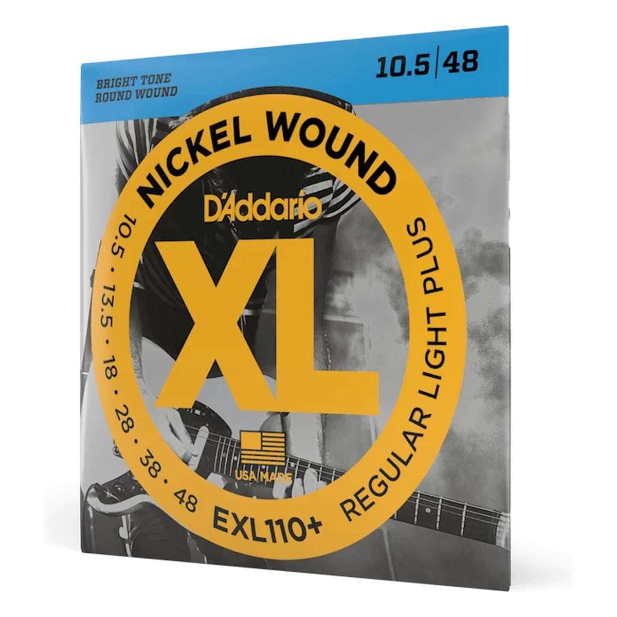D'Addario EXL110+ XL Nickel Wound Electric Guitar Strings, Regular Light Plus 10.5-48