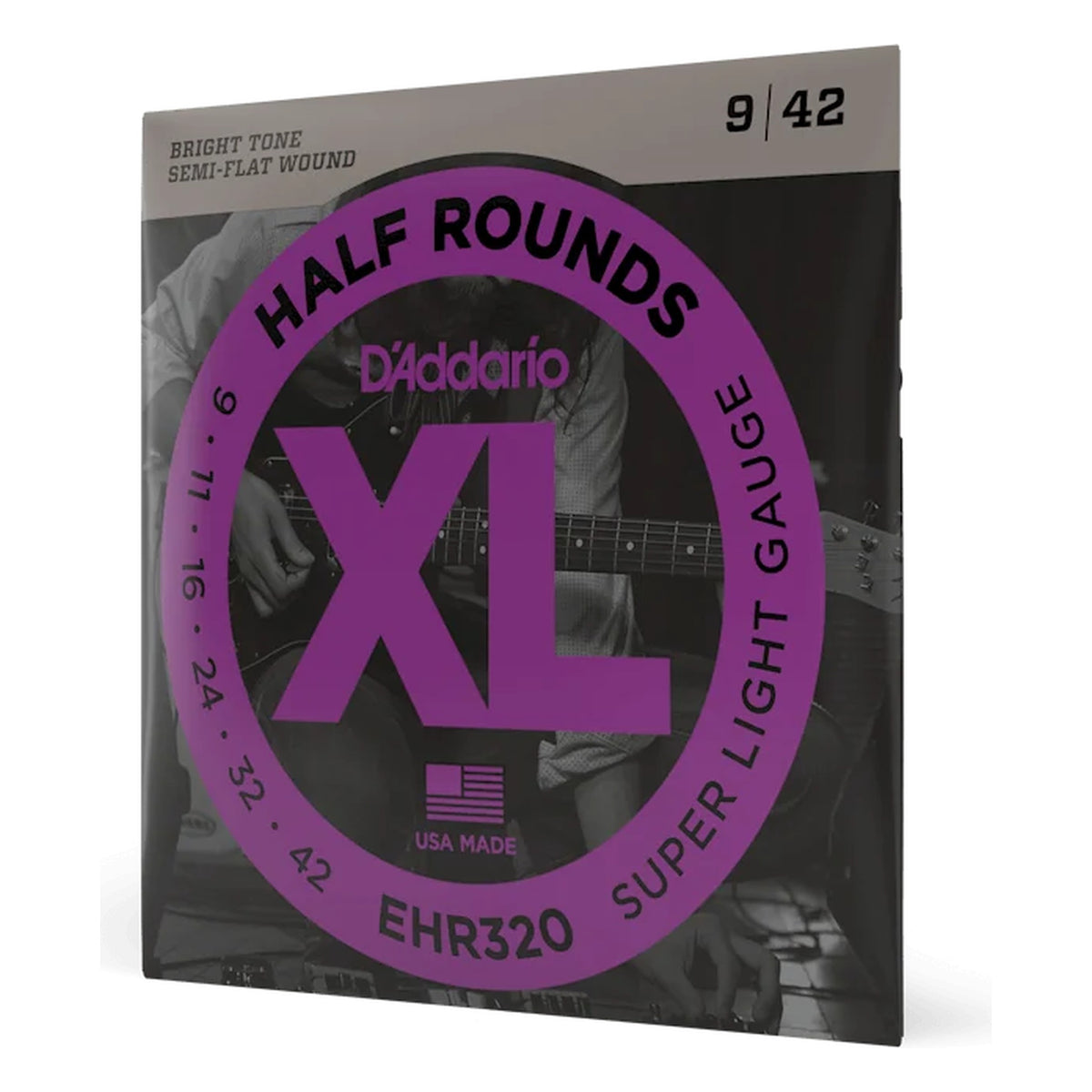 D'Addario EHR320 XL Half Rounds Electric Guitar Strings, Super Light 9-42