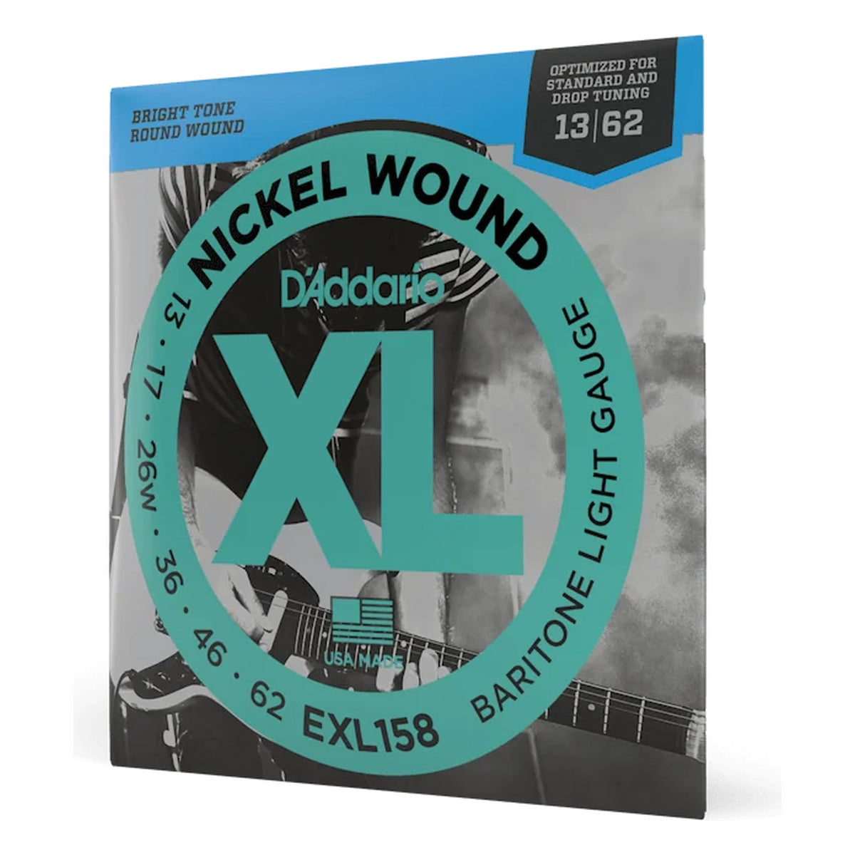 D'Addario EXL158 XL Nickel Wound Baritone Guitar Strings, Light 13-62