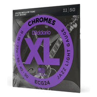 D'Addario ECG24 XL Chromes Flatwound Electric Guitar Strings, Jazz Light 11-50