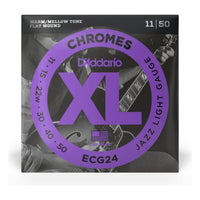 D'Addario ECG24 XL Chromes Flatwound Electric Guitar Strings, Jazz Light 11-50
