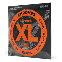 D'Addario ECG23 XL Chromes Flatwound Electric Guitar Strings, Extra Light 10-48