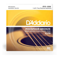 D'Addario EJ19 Phosphor Bronze Acoustic Guitar Strings, Bluegrass 12-56