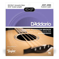 D'Addario EXPPBB190GS EXP Coated Phosphor Bronze Acoustic Bass Strings, Taylor GS Mini, 37-90