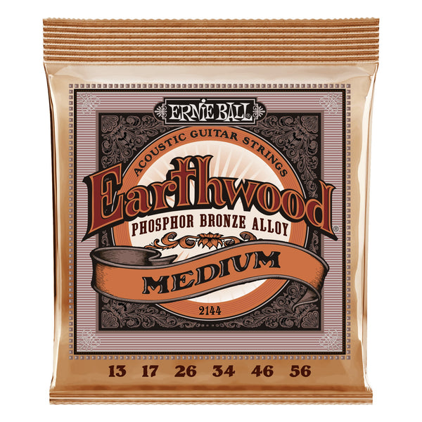 Ernie Ball 2144 Earthwood Phosphor Bronze Acoustic Guitar Strings, Medium 13-56