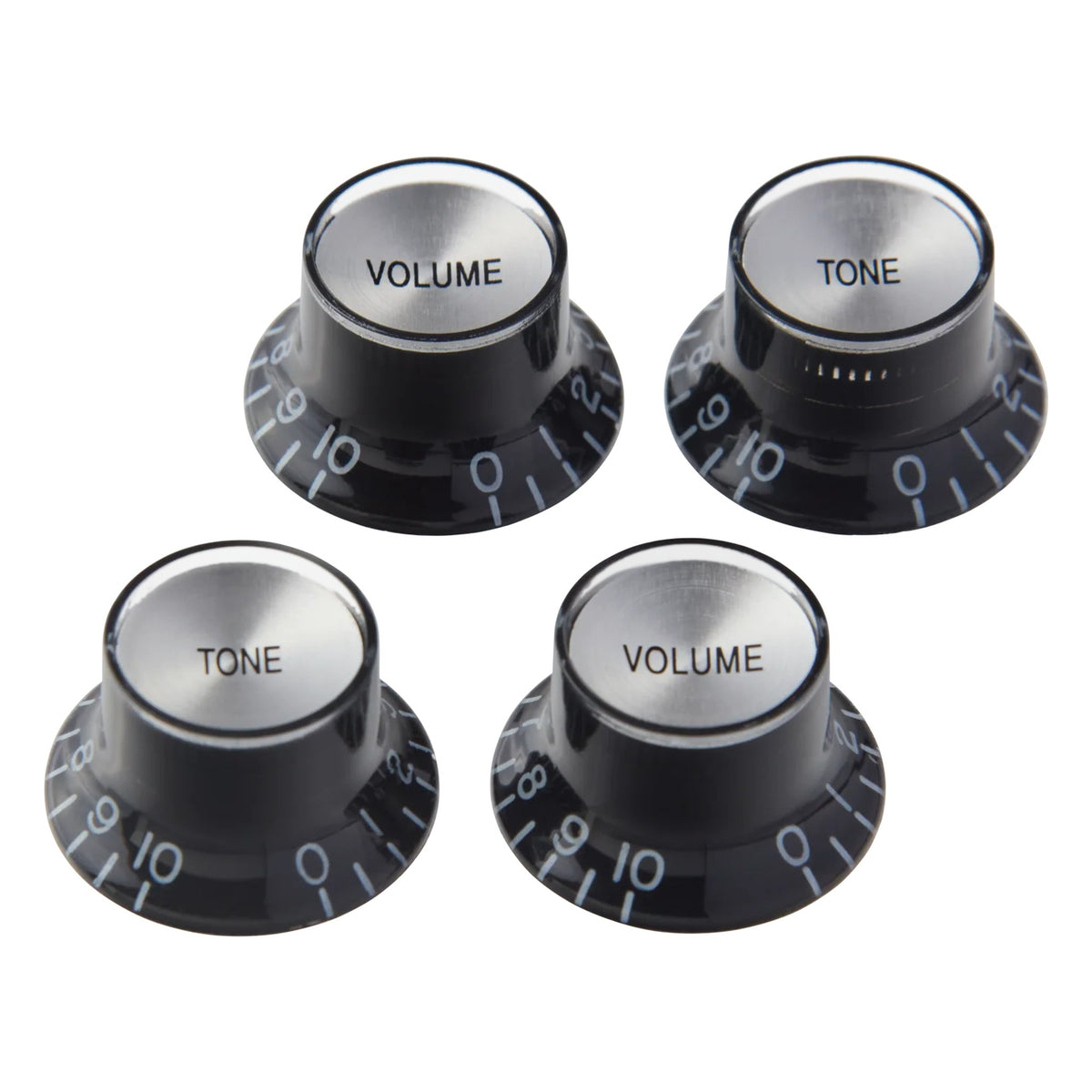 Gibson Top Hat Knobs, Black with Silver Inserts (4-Pack)
