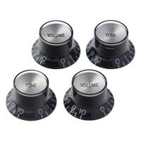 Gibson Top Hat Knobs, Black with Silver Inserts (4-Pack)