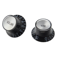 Gibson Top Hat Knobs, Black with Silver Inserts (4-Pack)