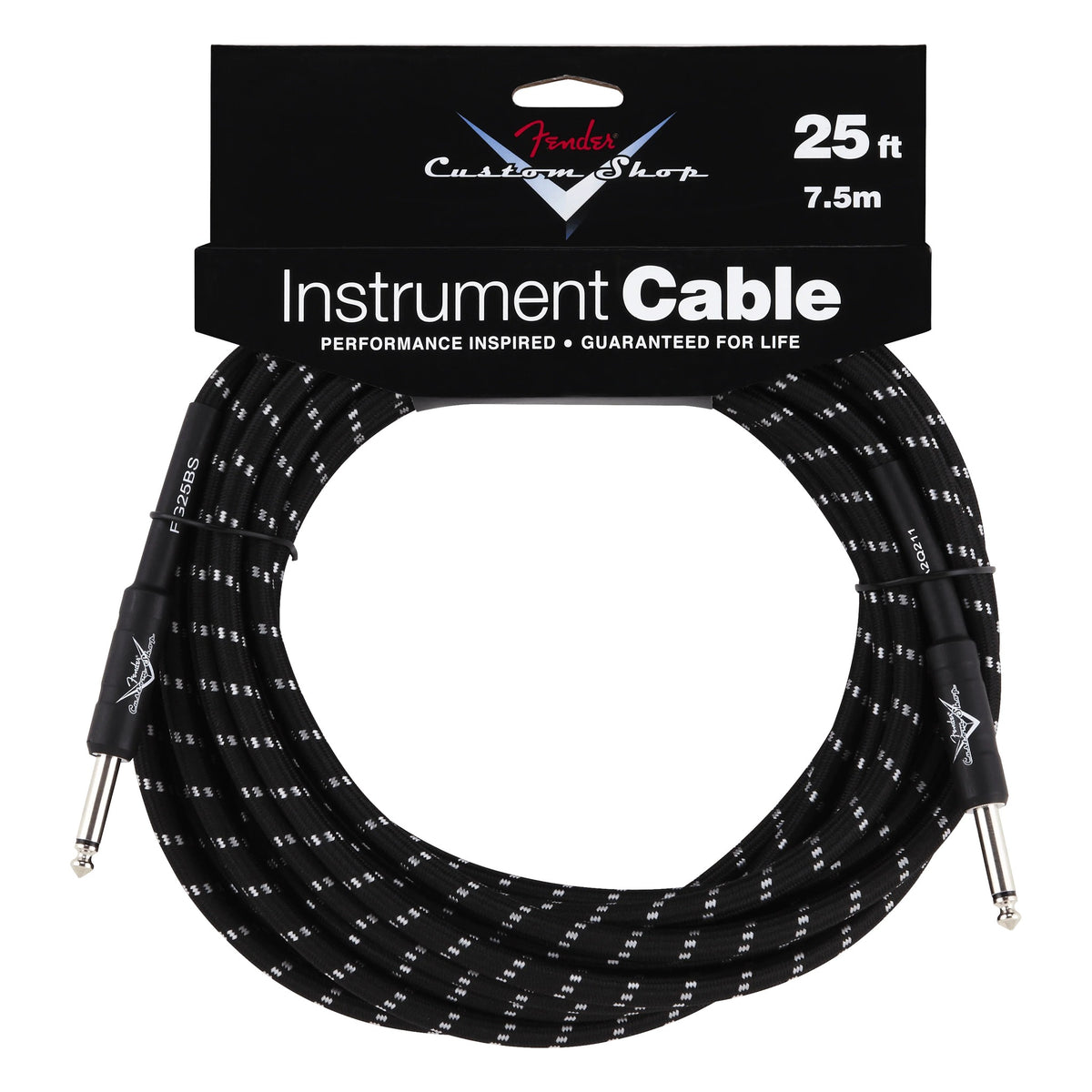 Fender Custom Shop Performance Series Instrument Cable, 25', Black Tweed