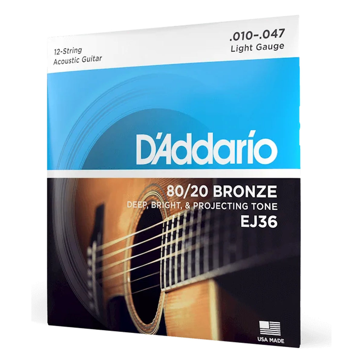 D'Addario EJ36 80/20 Bronze 12-String Acoustic Guitar Strings, Light 10-47