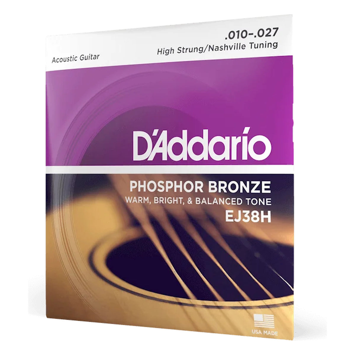 D'Addario EJ38H Phosphor Bronze Acoustic Guitar Strings, High Strung/Nashville Tuning 10-27