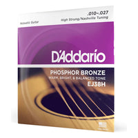 D'Addario EJ38H Phosphor Bronze Acoustic Guitar Strings, High Strung/Nashville Tuning 10-27
