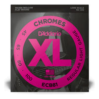 D'Addario ECB81 XL Chromes Flatwound Bass Strings, Light 45-100, Long Scale