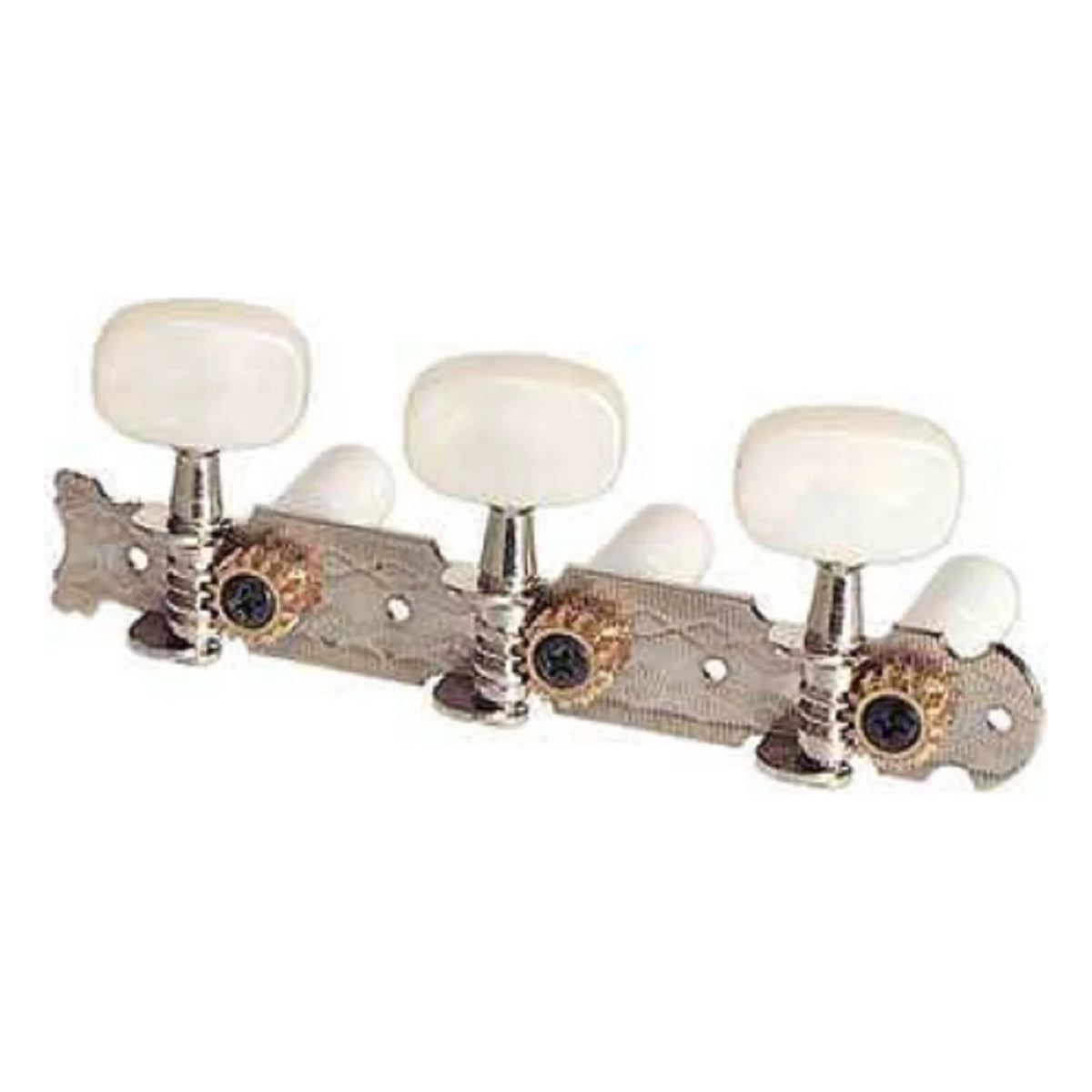 Profile JC58NI Classical Guitar Tuners, 3 per Side, Nickel with Plastic Buttons