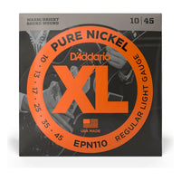D'Addario EPN110 XL Pure Nickel Electric Guitar Strings, Regular Light 10-45