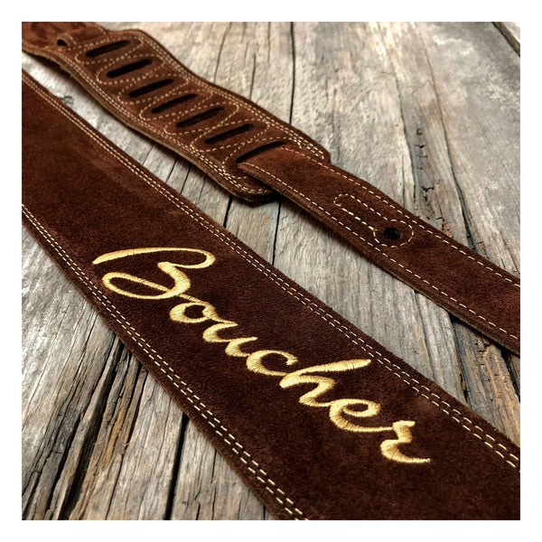 Boucher 2.5" Suede Guitar Strap, Brown