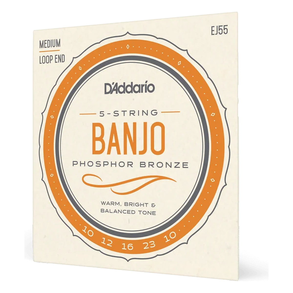 D'Addario EJ55 Phosphor Bronze 5-String Banjo Strings, Medium 10-23