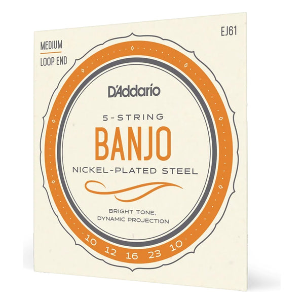 D'Addario EJ61 Nickel 5-String Banjo Strings, Medium 10-23