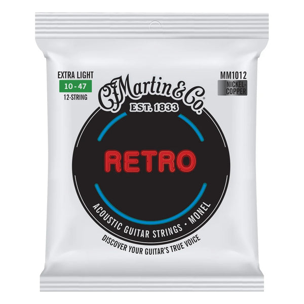 Martin MM1012 Retro Monel 12-String Acoustic Guitar Strings, Extra Light 10-47