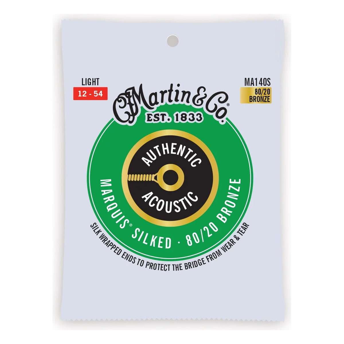 Martin MA140S Authentic Acoustic Marquis Silked 80/20 Bronze Strings, Light 12-54
