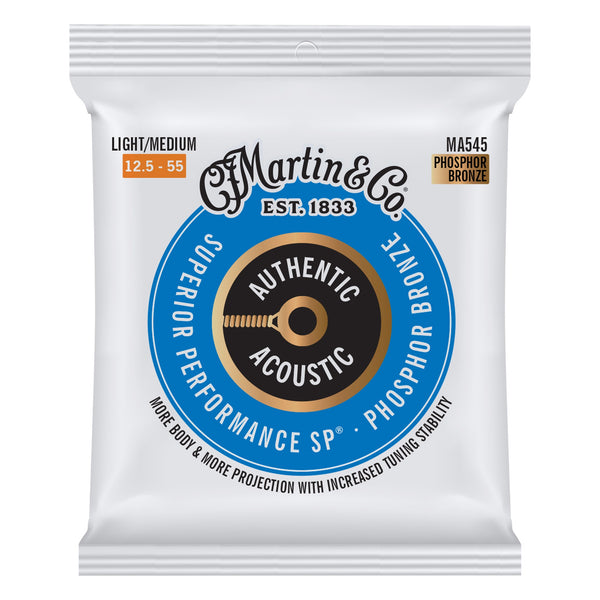 Martin MA545 Authentic Acoustic SP 92/8 Phosphor Bronze Strings, Light/Medium 12.5-55