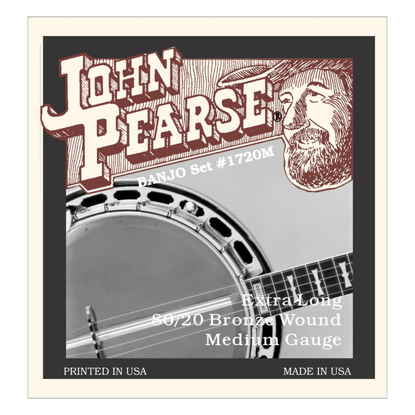 John Pearse 1720M 5-String Banjo Strings, 80/20 Bronze Medium