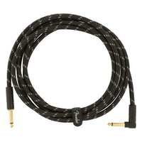 Fender Deluxe Series Instrument Cable, 10', Straight/Angle, Black Tweed