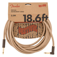 Fender Festival Hemp Instrument Cable, 18.6', Straight/Angle, Natural