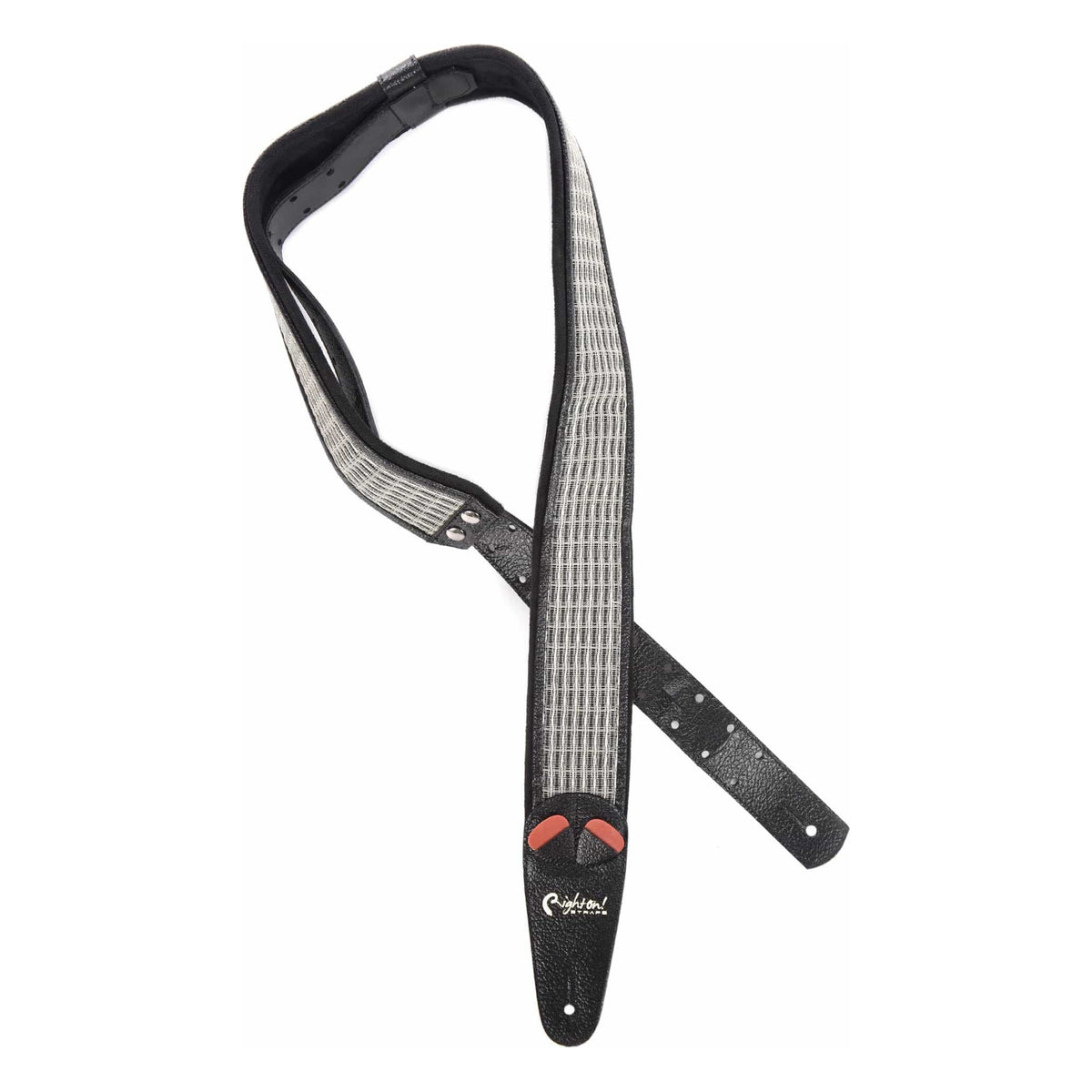 RightOn! Mojo Reverb Guitar Strap, Silver with Black Tolex