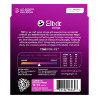 Elixir Phosphor Bronze Acoustic Guitar Strings with NANOWEB Coating, Light 12-53, 3-Pack