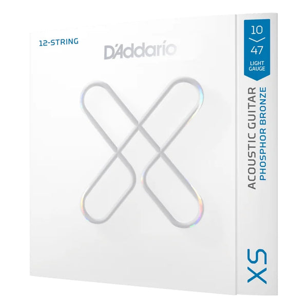D'Addario XSAPB1047-12 XS Phosphor Bronze Coated 12-String Acoustic Guitar Strings, Light 10-47