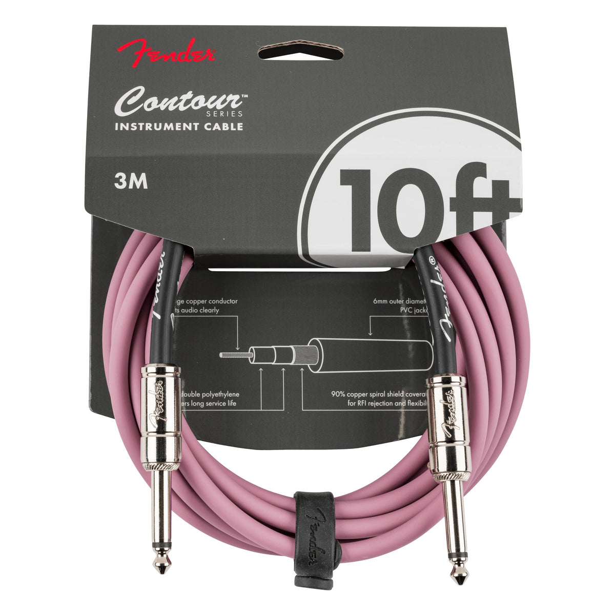 Fender Contour 10' Instrument Cable, Burgundy Mist