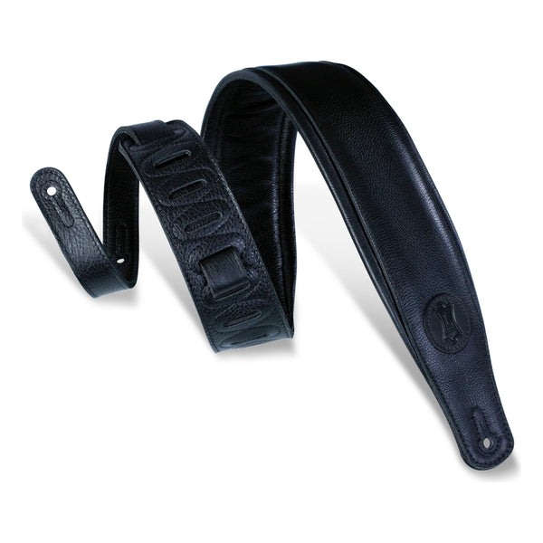 Levy's Signature Series 3" Garment Leather Guitar Strap, Black on Black (MSSB2-BLK)