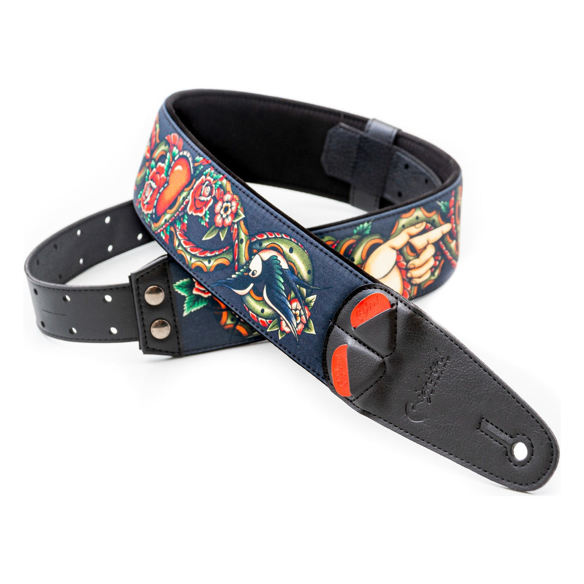 RightOn! Mojo Tattoo Black Guitar Strap