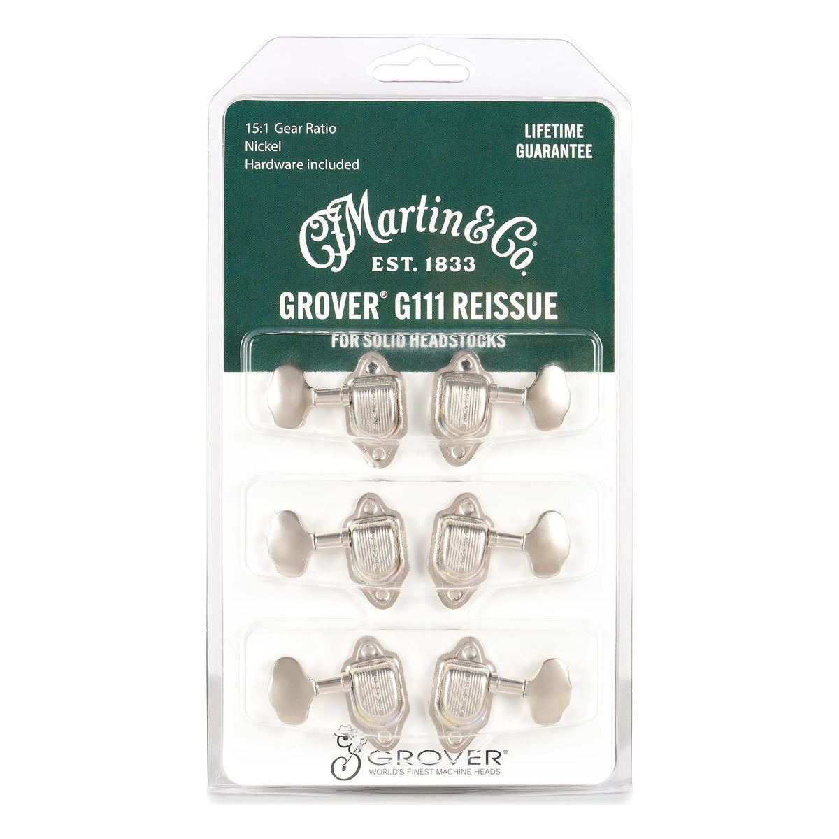 Martin Vintage Grover G111 Reissue Tuners, Nickel